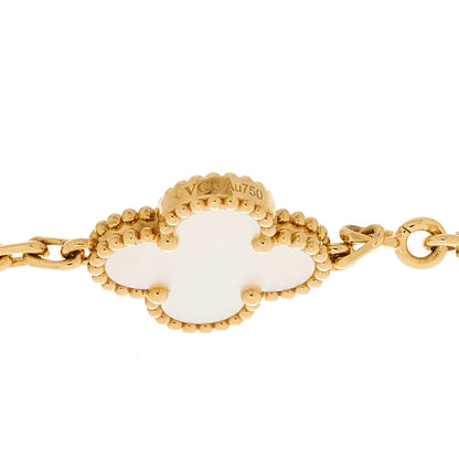 Van Cleef & Arpels 18K Yellow Gold Mother of Pearl 5 Motifs Vintage Alhambra Bracelet 4 of 5