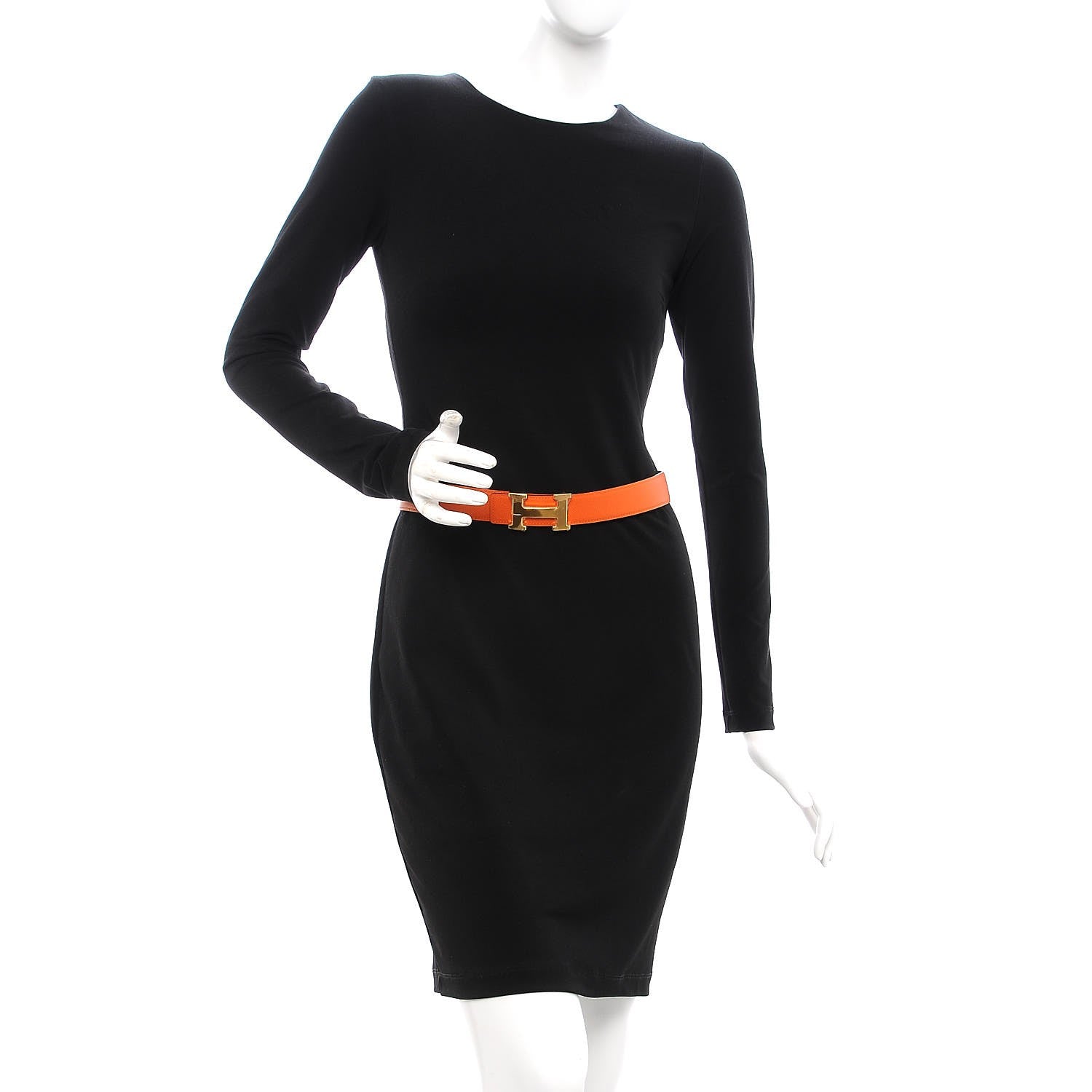 Hermes Swift Epsom 32mm H Belt 75 Black Orange 2 of 7