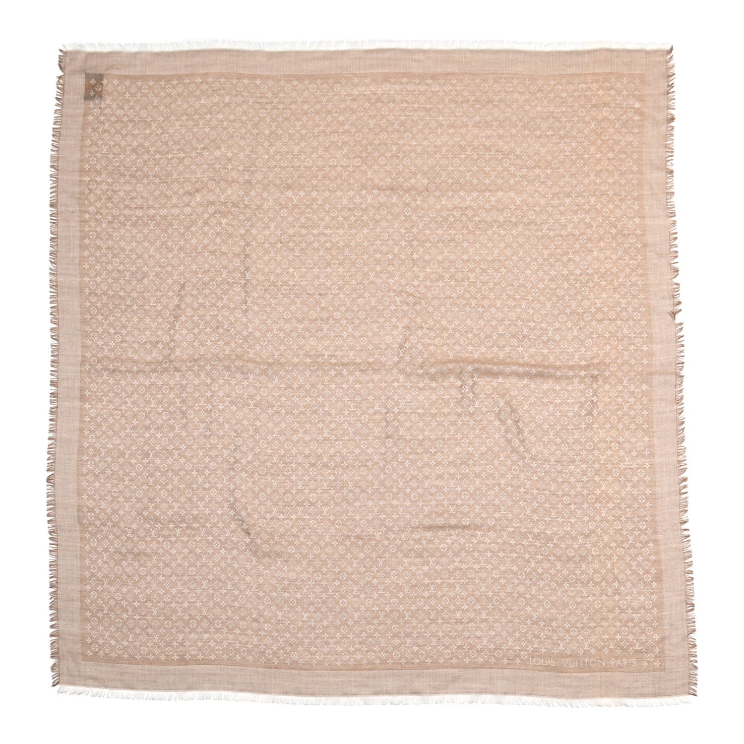 Louis Vuitton Silk Wool Petit Louis Monogram Shawl Beige 1 of 3