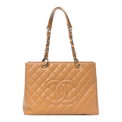 Chanel Caviar Quilted Grand Shopping Tote GST Beige 1 of 12