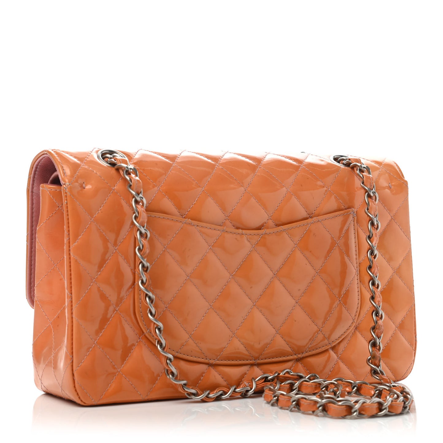 Patent Quilted Medium Double Flap Pink