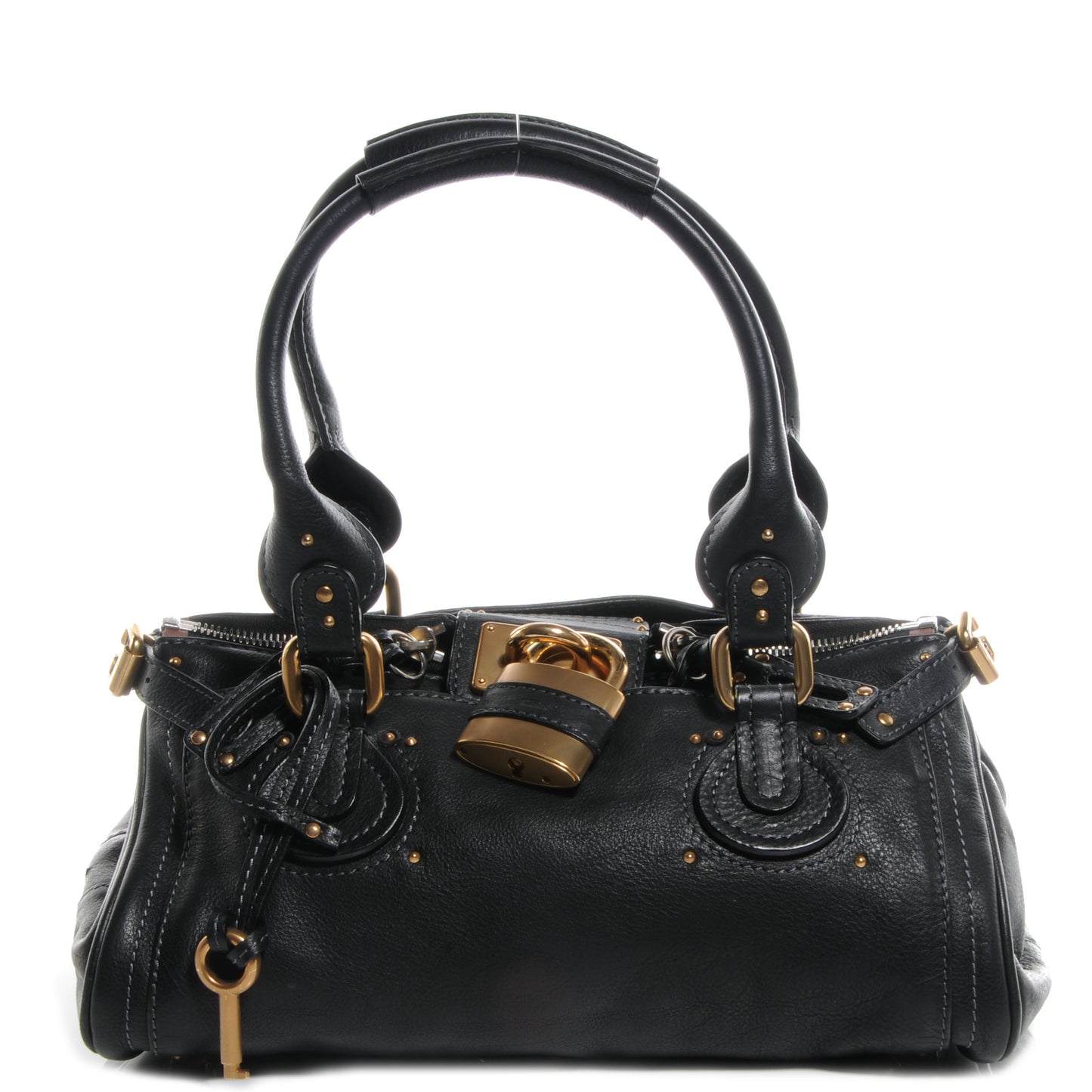 Leather Medium Paddington Satchel Black
