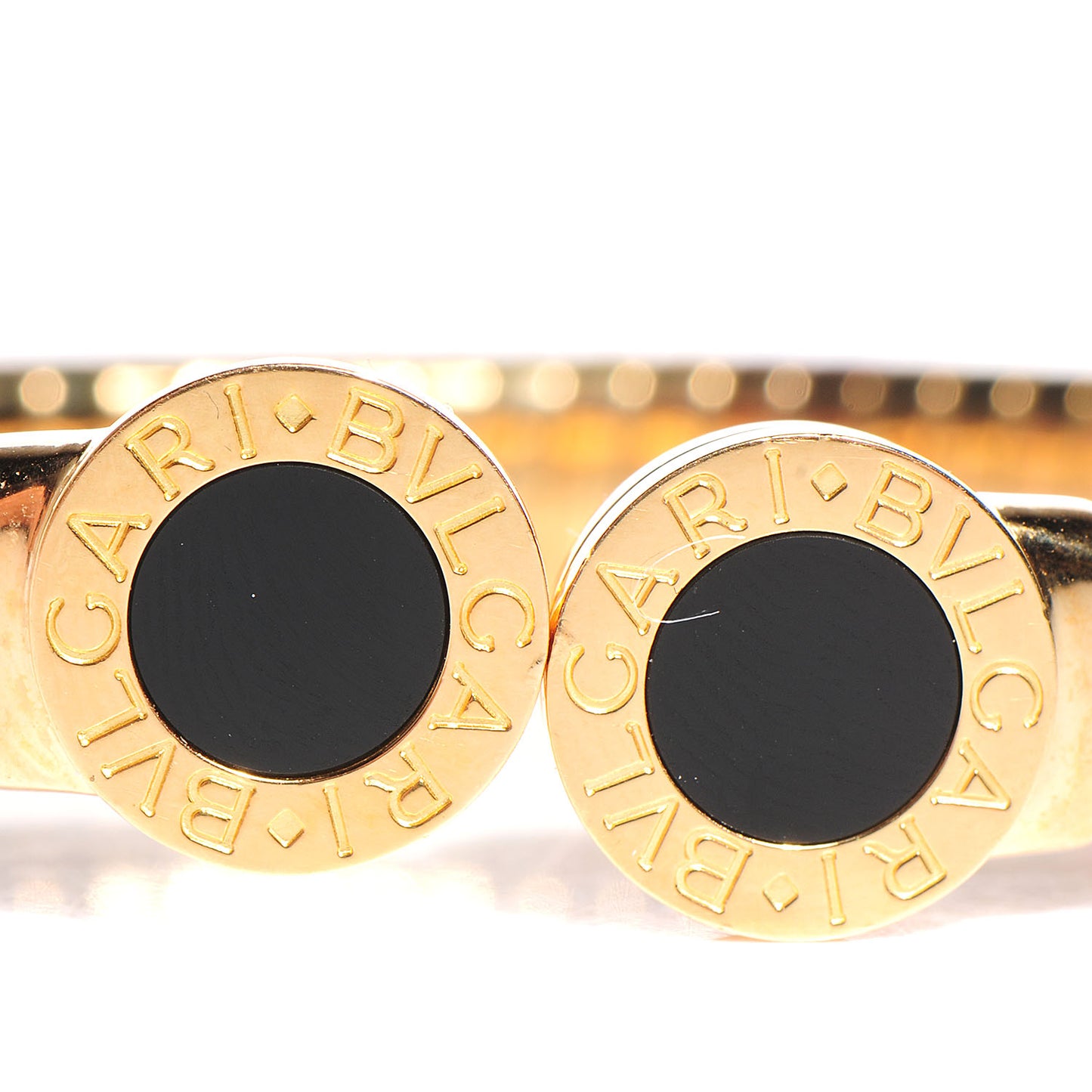 BVLGARI 18K Yellow Gold Black Onyx Tubogas Bracelet
