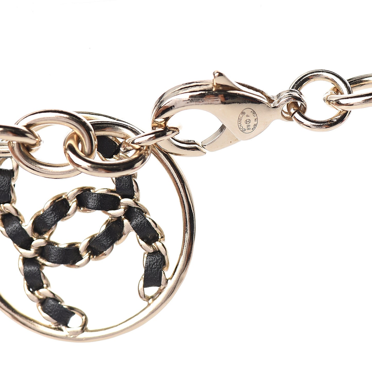 Lambskin Chain Logo Short Necklace Gold Black