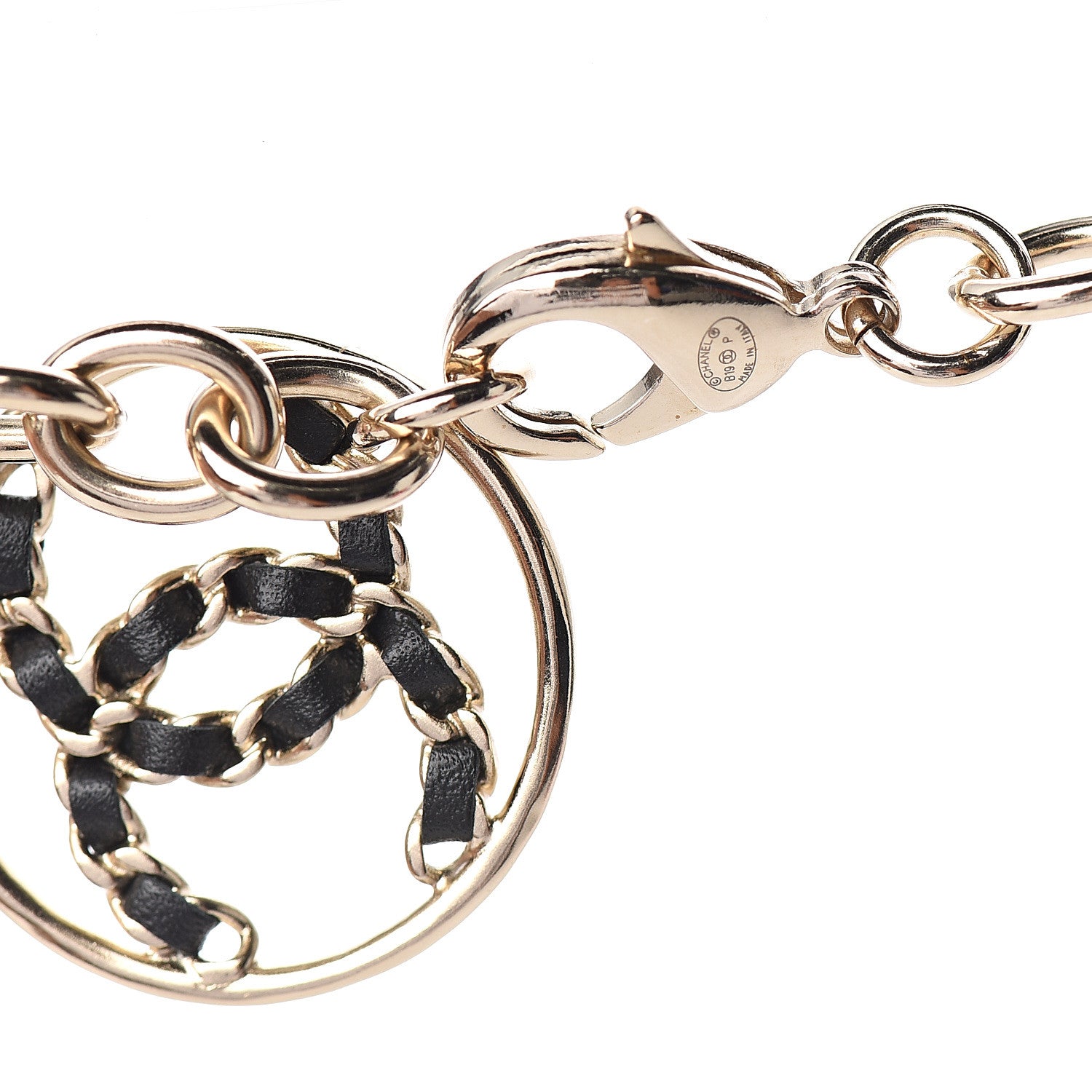 Chanel Lambskin Chain Logo Short Necklace Gold Black 3 of 4