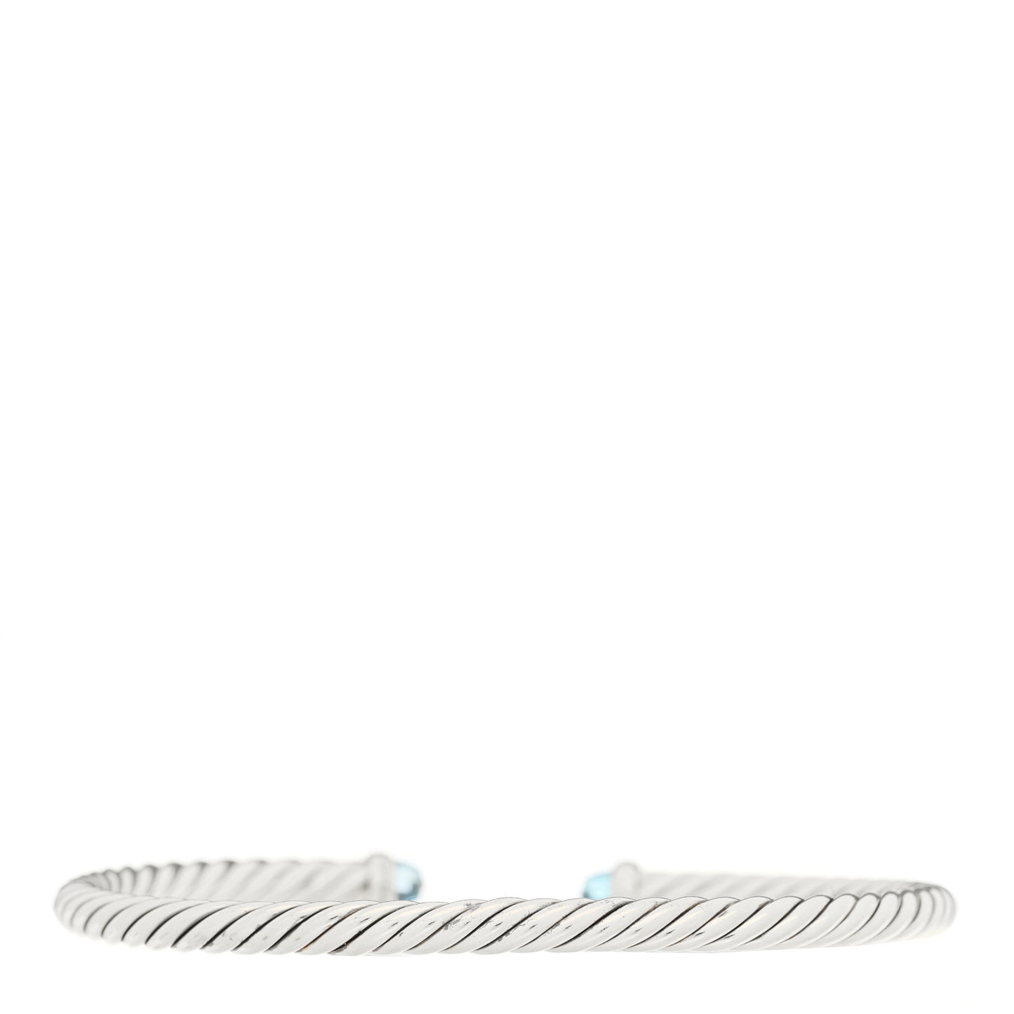 Sterling Silver 14K Yellow Gold Blue Topaz 4mm Cable Flex Bracelet