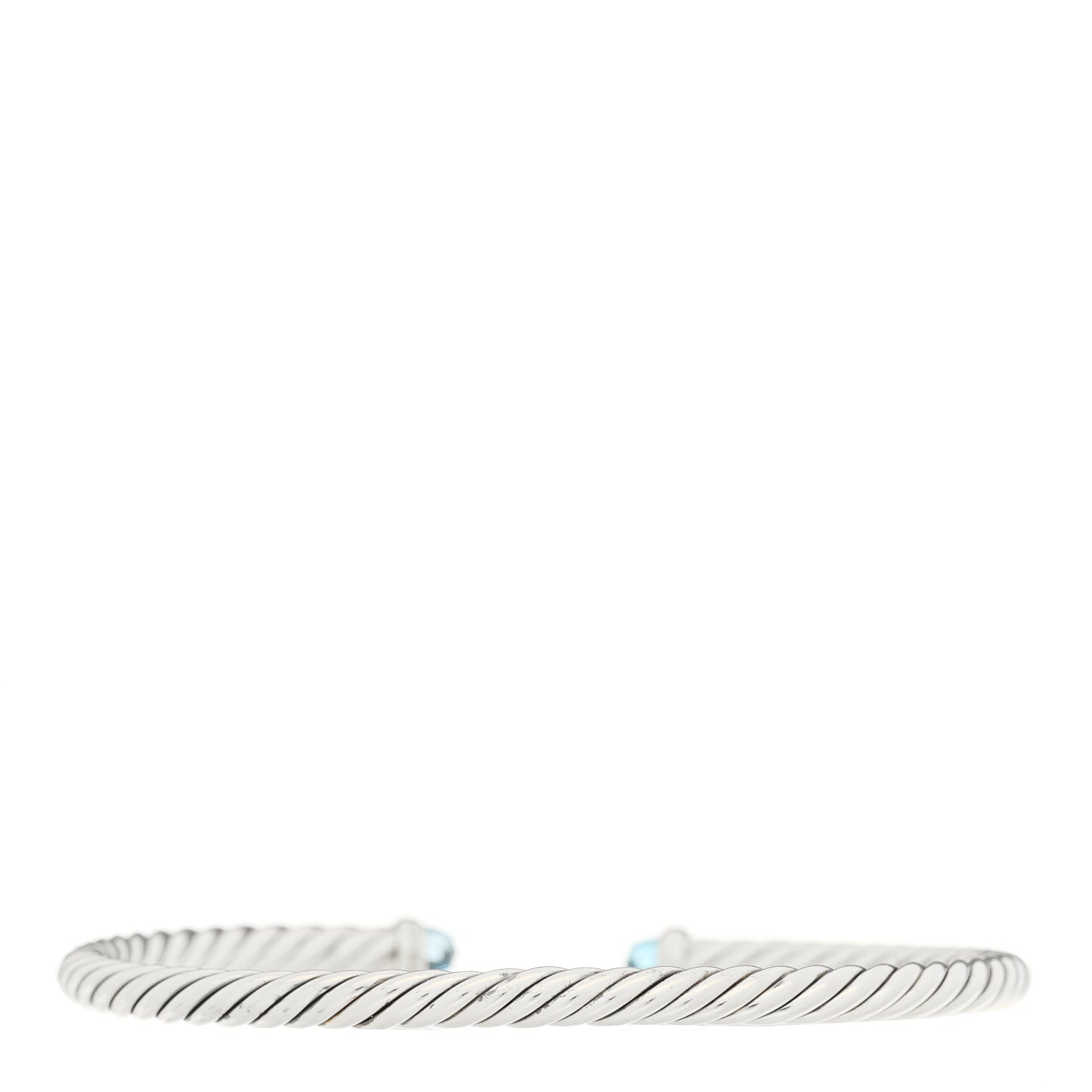 David Yurman Sterling Silver 14K Yellow Gold Blue Topaz 4mm Cable Flex Bracelet 2 of 3