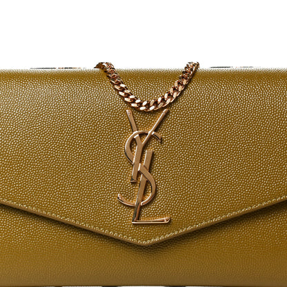 Saint Laurent Grain De Poudre Monogram Uptown Chain Wallet Olive 9 of 11