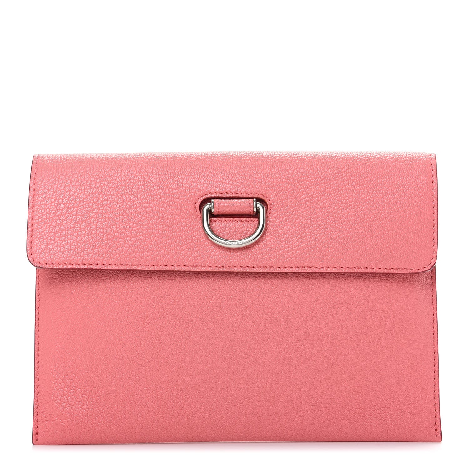Burberry Goatskin Pendleton D-Ring Clutch Bright Coral Pink 1 of 7