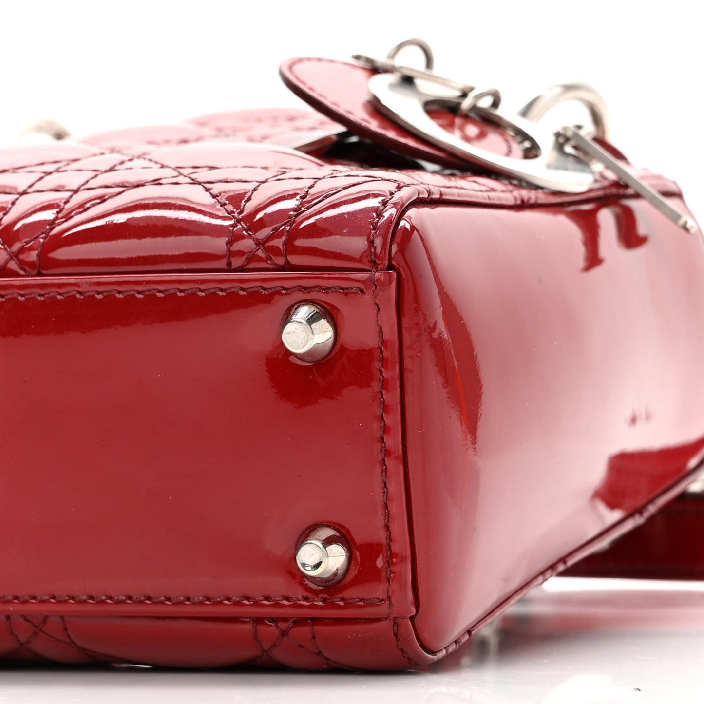 Patent Cannage Mini Lady Dior Red