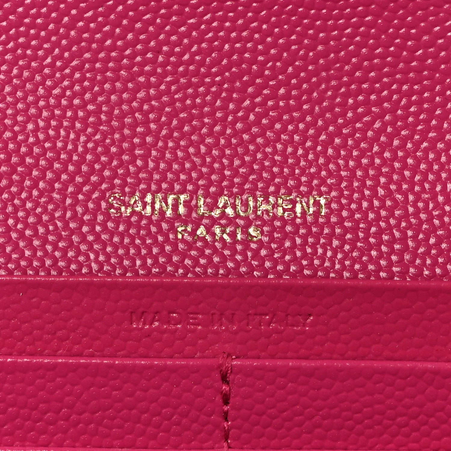 Saint Laurent Grain De Poudre Matelasse Chevron Monogram Flap Wallet Fuxia 6 of 8