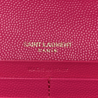 Saint Laurent Grain De Poudre Matelasse Chevron Monogram Flap Wallet Fuxia 6 of 8