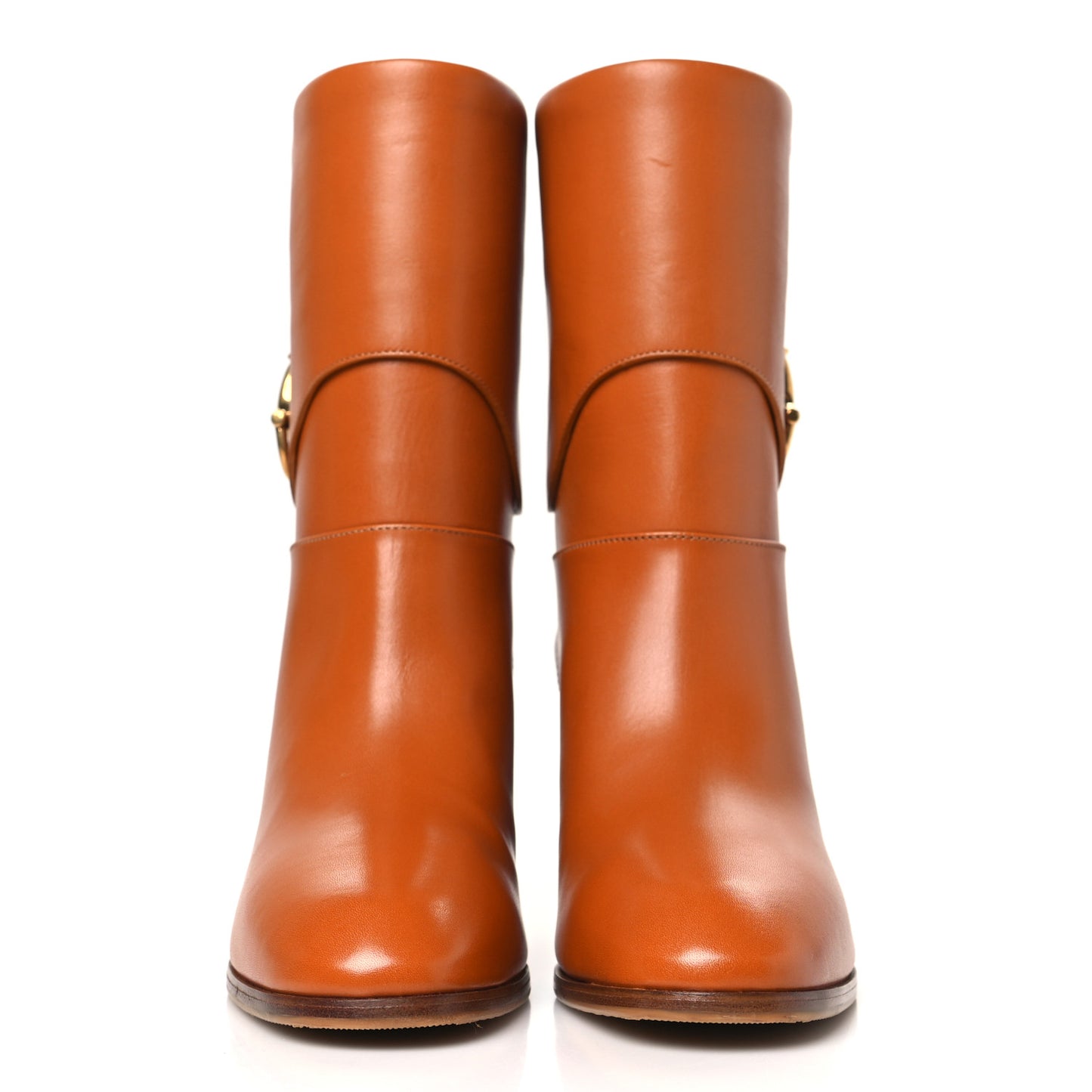 Calfskin Horsebit Elizabeth Ankle Boots 36 Cognac