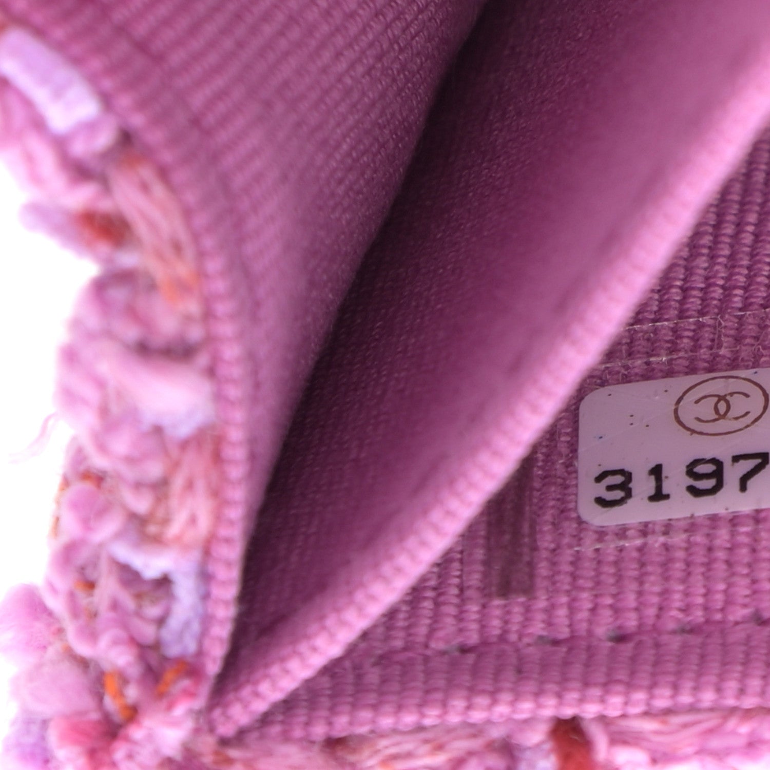 Chanel Tweed Enamel Quilted Pending CC Card Holder On Chain Light Purple Pink Red 8 of 12