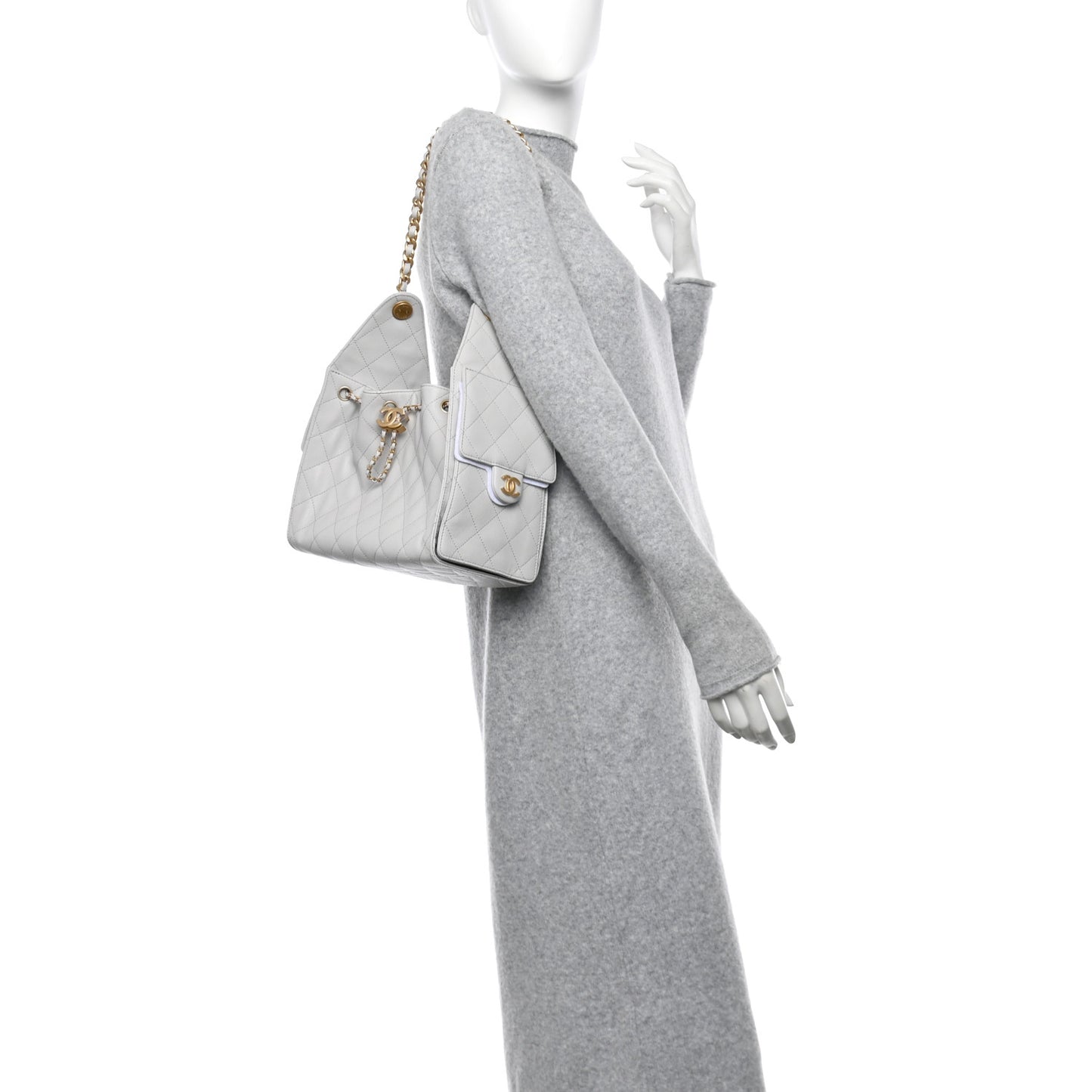Caviar Quilted Small Chanel 25 Handbag Light Grey