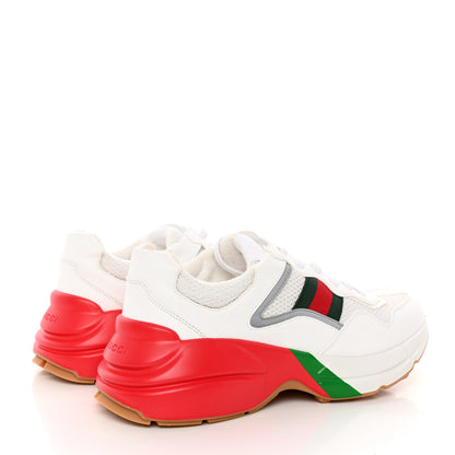 Gucci Lavaredo Eco Fabric Mesh Web Mens Rhyton Reflective Sneakers 8 Great White Green Red Silver 4 of 16
