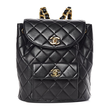 Chanel Lambskin Quilted Drawstring Backpack Black 1 of 11