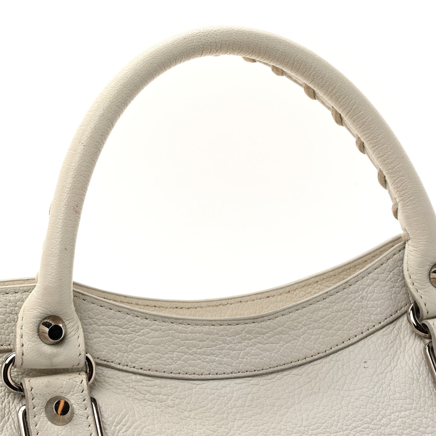 Chevre Silver Metallic Edge Hardware City White