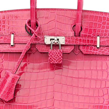 Hermes Shiny Porosus Crocodile Birkin 25 Rose Mexico 8 of 11