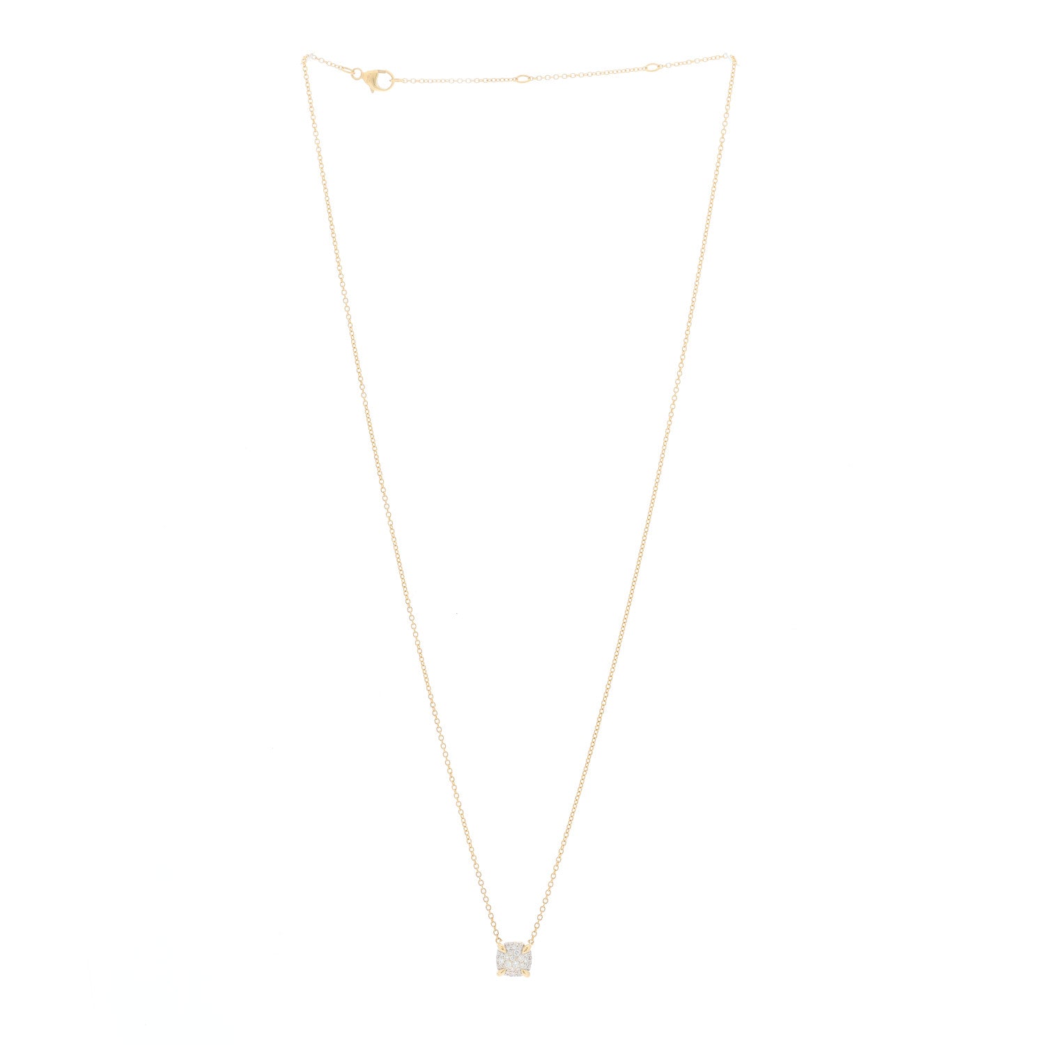 David Yurman 18K Yellow Gold Diamond 7mm Petite Chatelaine Pave Pendant Necklace 2 of 4