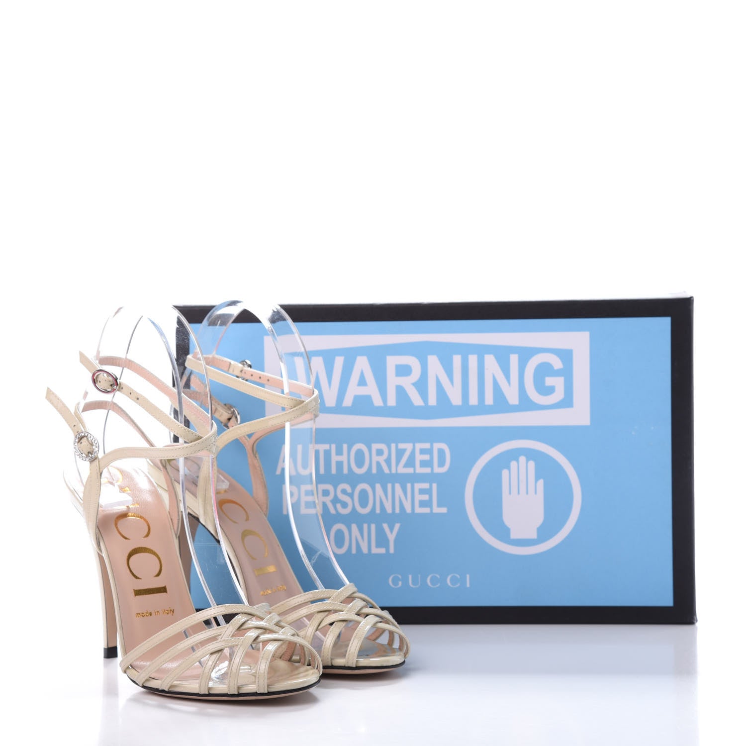 Gucci Vernice Crystal Sandals 37.5 Vintage White 9 of 9