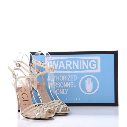 Gucci Vernice Crystal Sandals 37.5 Vintage White 9 of 9
