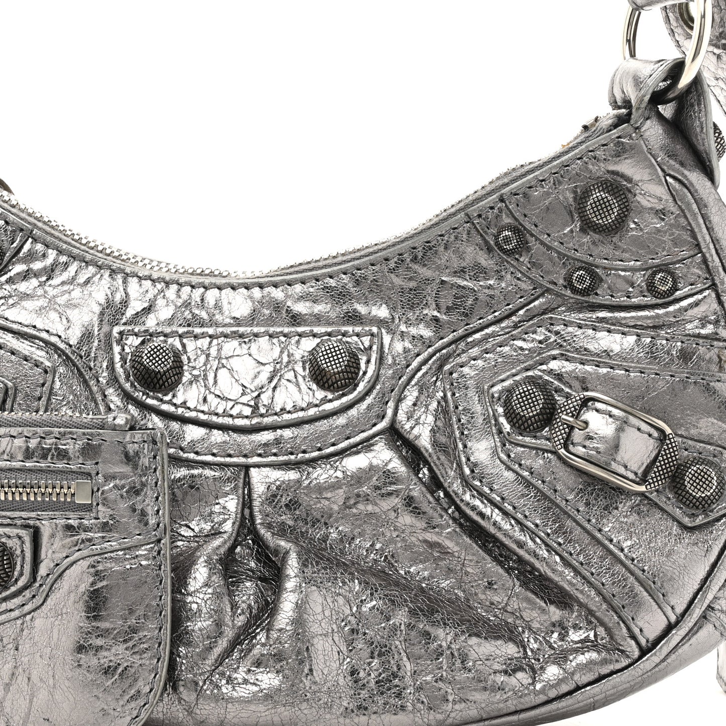 Metallic Agneau Arena Le Cagole Shoulder Bag XS Silver