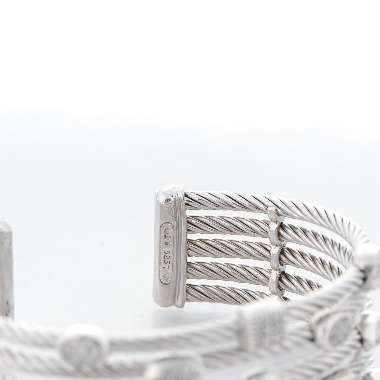 Sterling Silver Diamond Five Row Confetti Cuff Bracelet