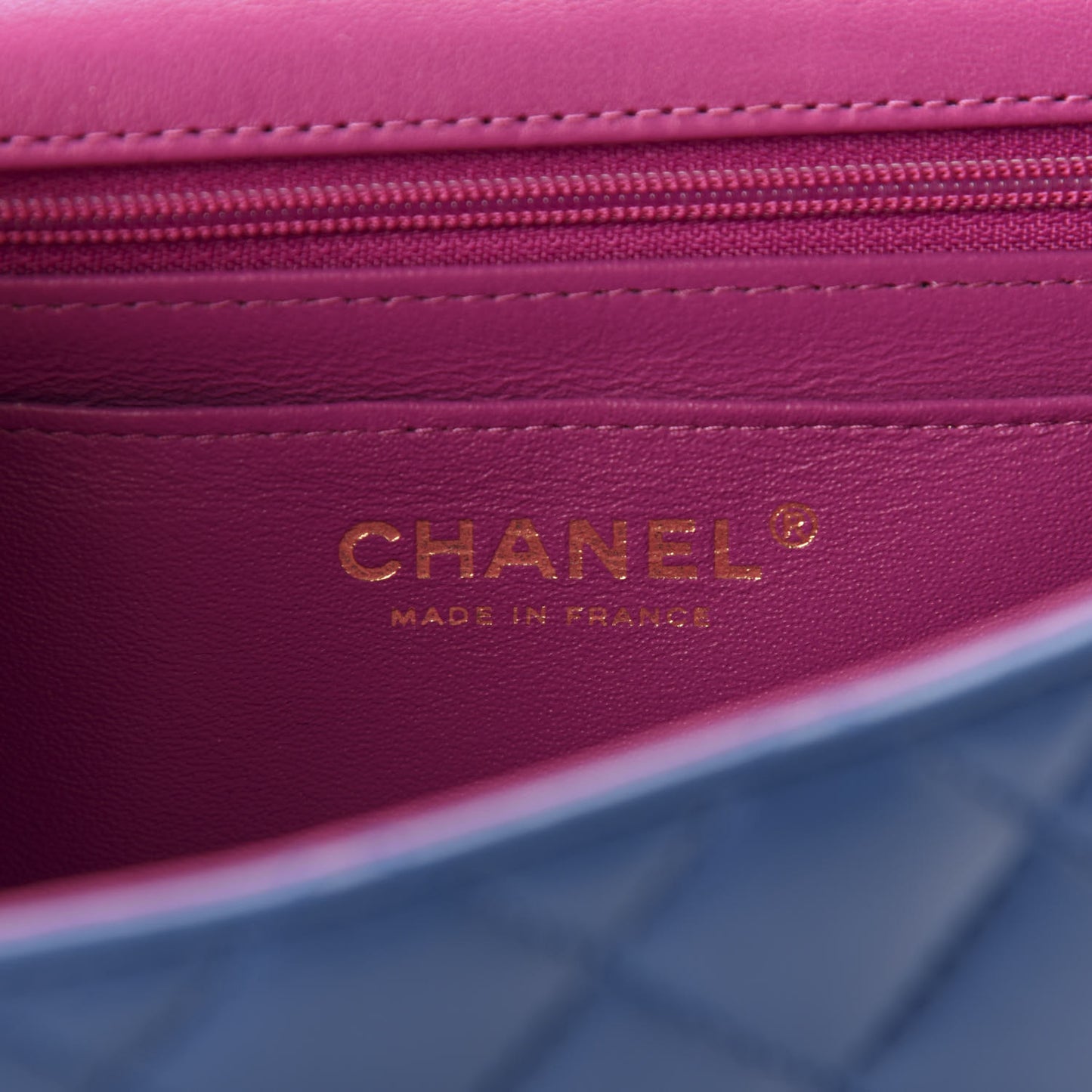 Lambskin Quilted Mini Rectangular Flap Blue Purple