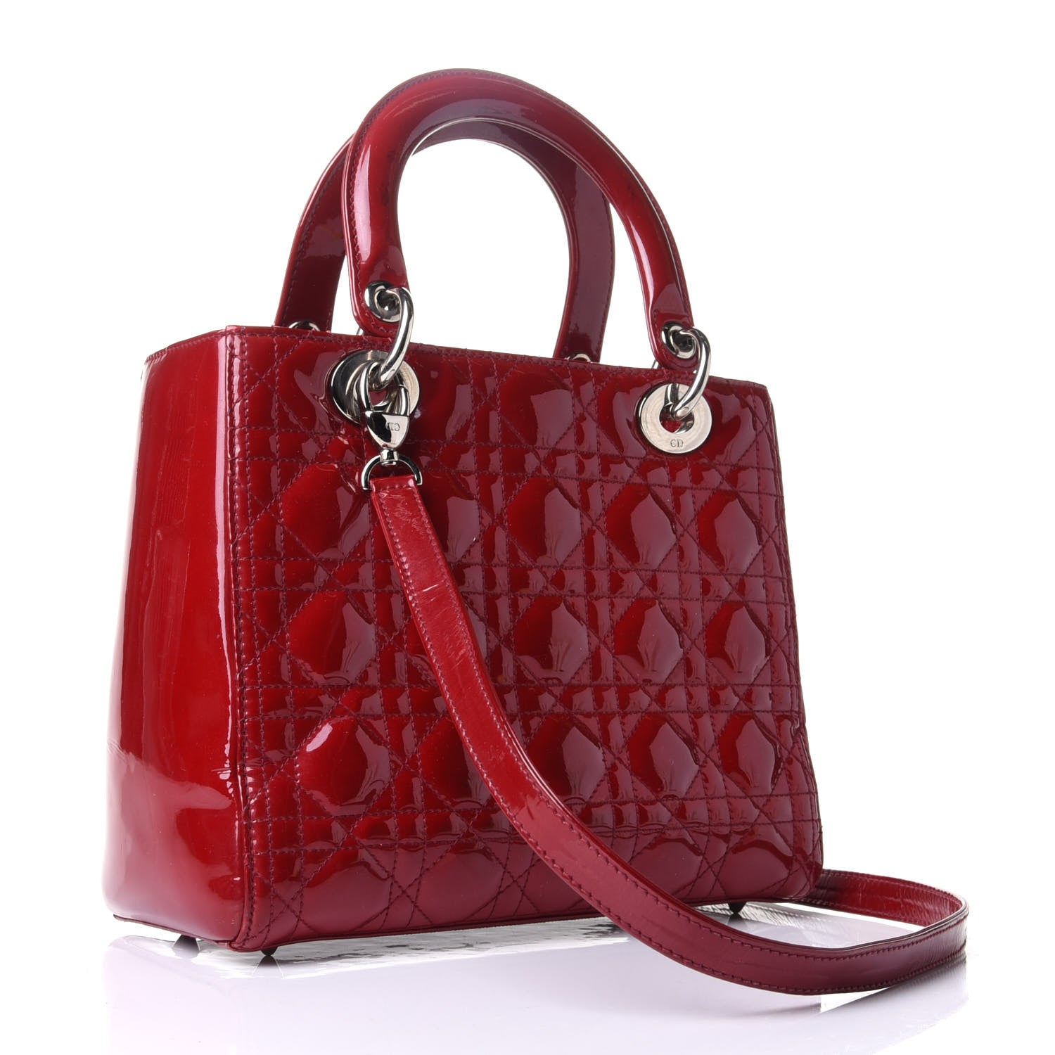 Christian Dior Patent Cannage Medium Lady Dior Red 2 of 4
