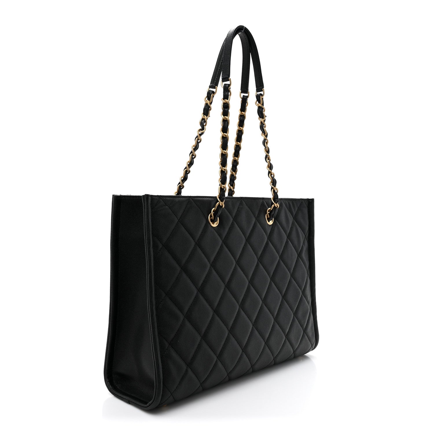 Chanel Caviar Quilted Chain Large Shopping Tote With Coin Purse Black 4 of 11