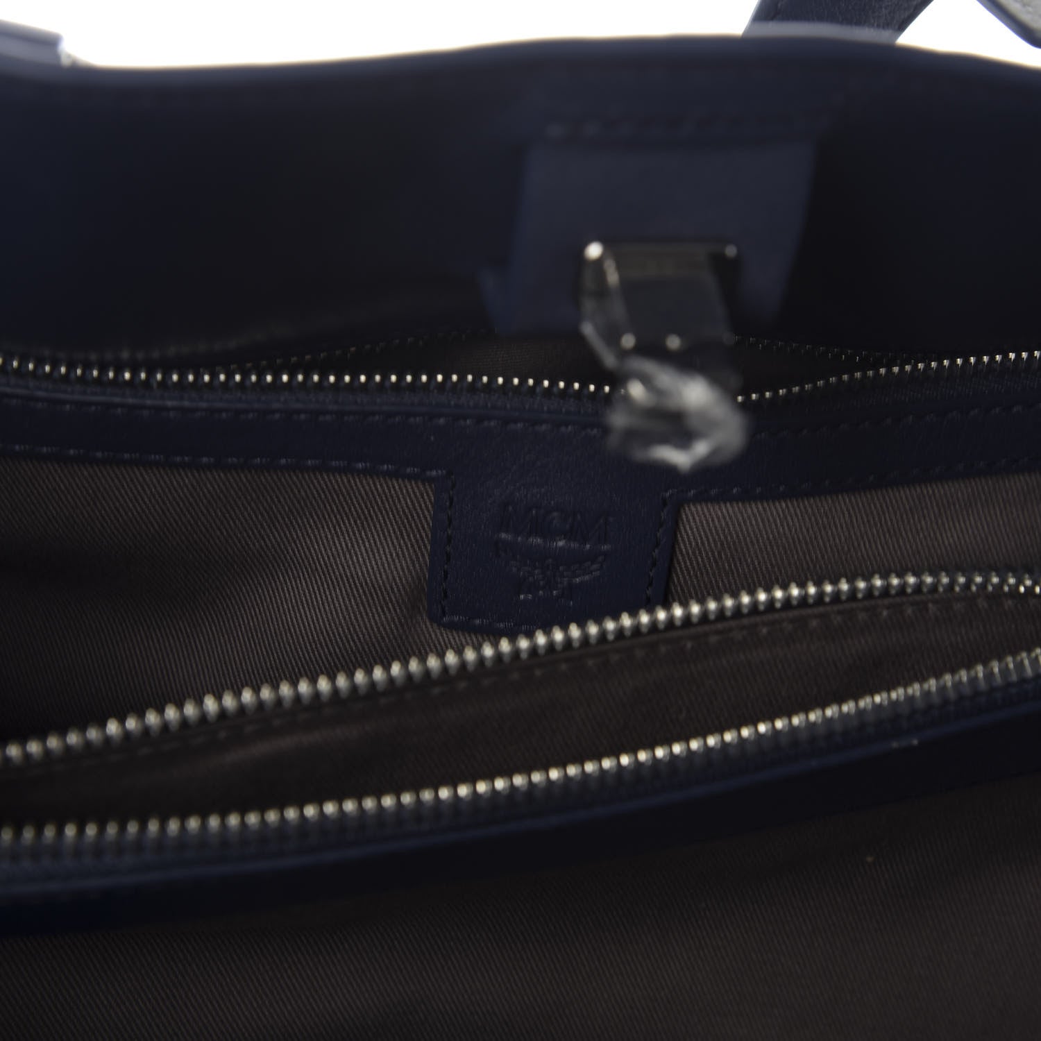 MCM Calfskin Ottomar Monogram Large Essential Tote Navy Blue 10 of 11