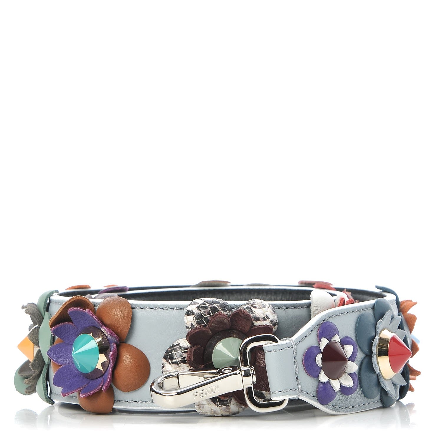 Fendi Vitello Dolce Flowerland Studded Strap You Polvere Black Multicolor 1 of 5