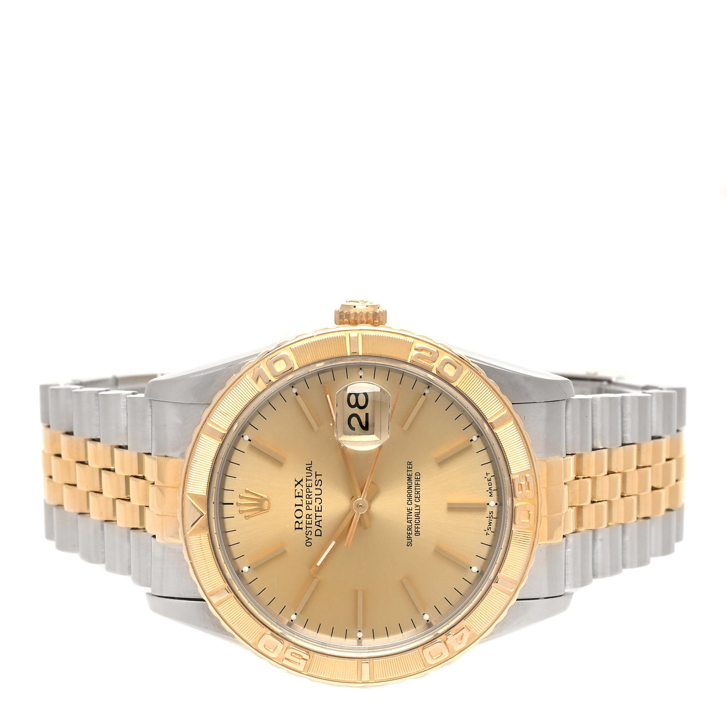 Stainless Steel 18K Yellow Gold 36mm Oyster Perpetual "Thunderbird" Datejust Watch Champagne 16263