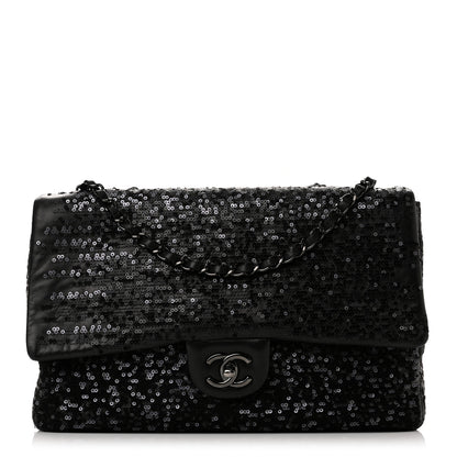 Chanel Sequin Lambskin Medium Moonlight on Water Flap Black 1 of 10