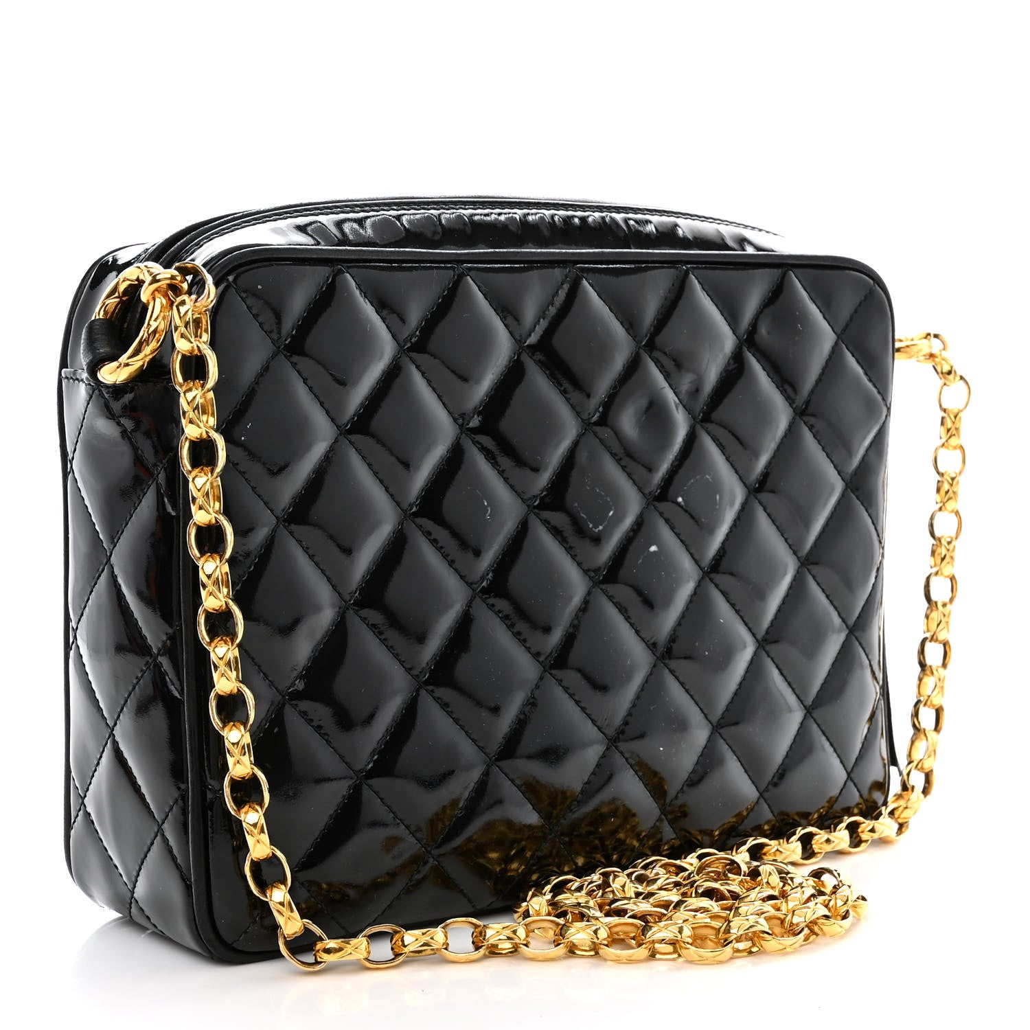 Chanel Patent Quilted Tassel Camera Case Black 3 of 11