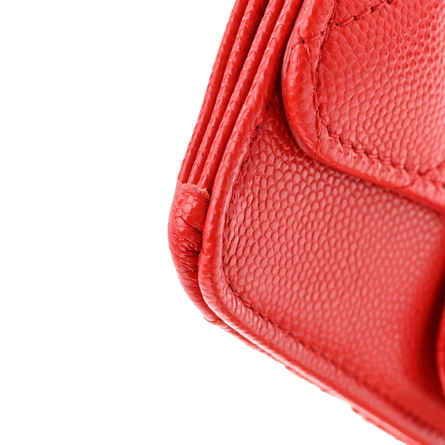 Caviar Quilted Flap Zip Card Holder Red
