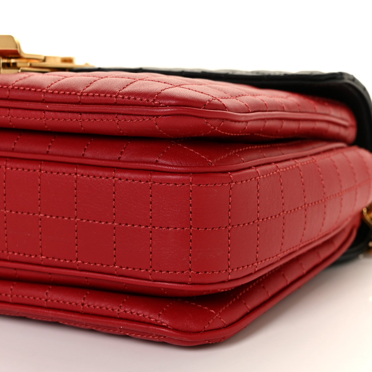 Celine Calfskin Quilted Medium C Bag Red Black 7 of 7