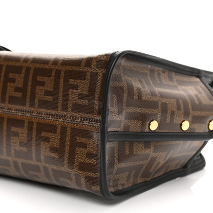Fendi Glazed Fabric Vitello Century FF 1974 Stamp Patch Mini Peekaboo Defender Cover Mogano Panna Black 10 of 10