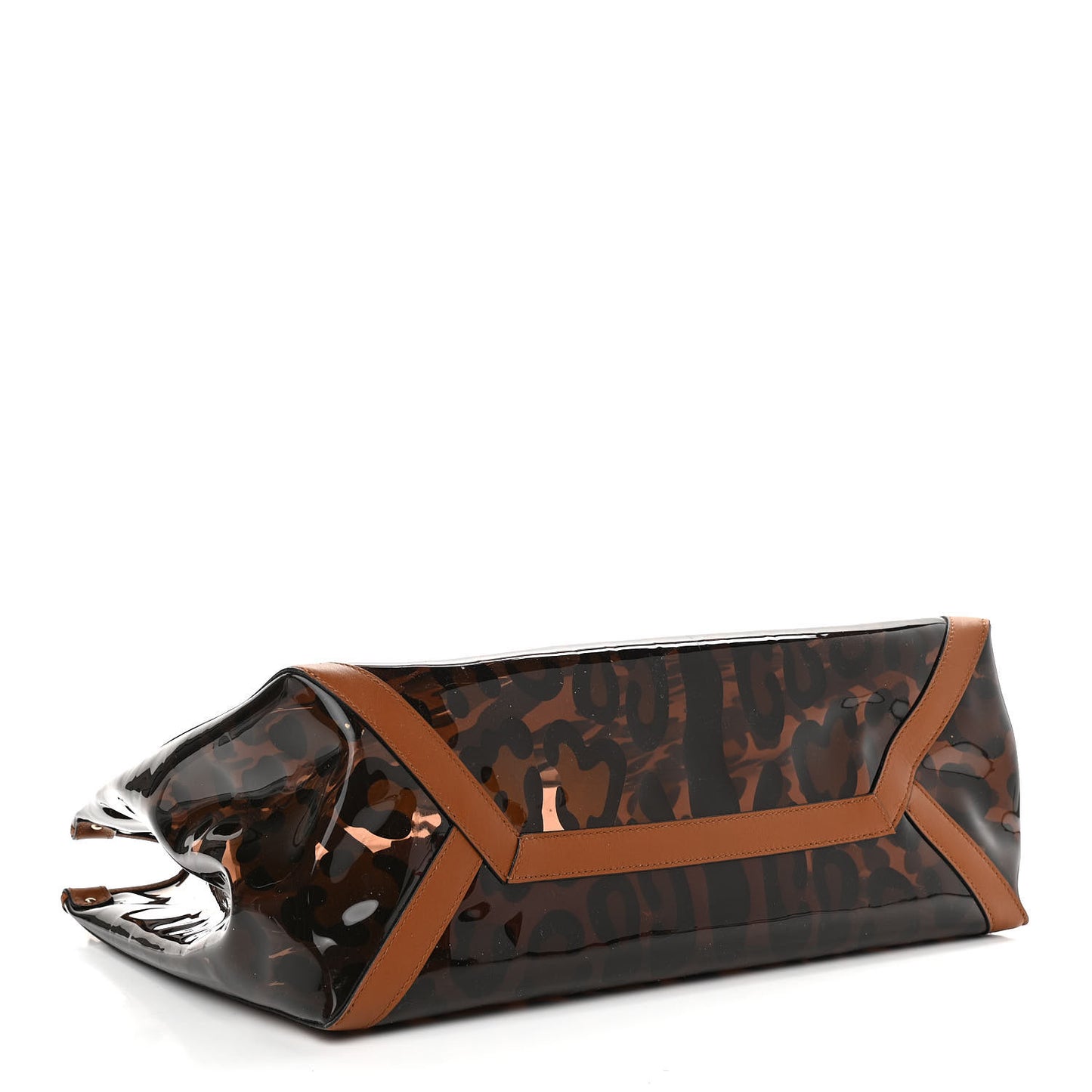 PVC Leopard Print Small Rockstud Shopping Tote Brown