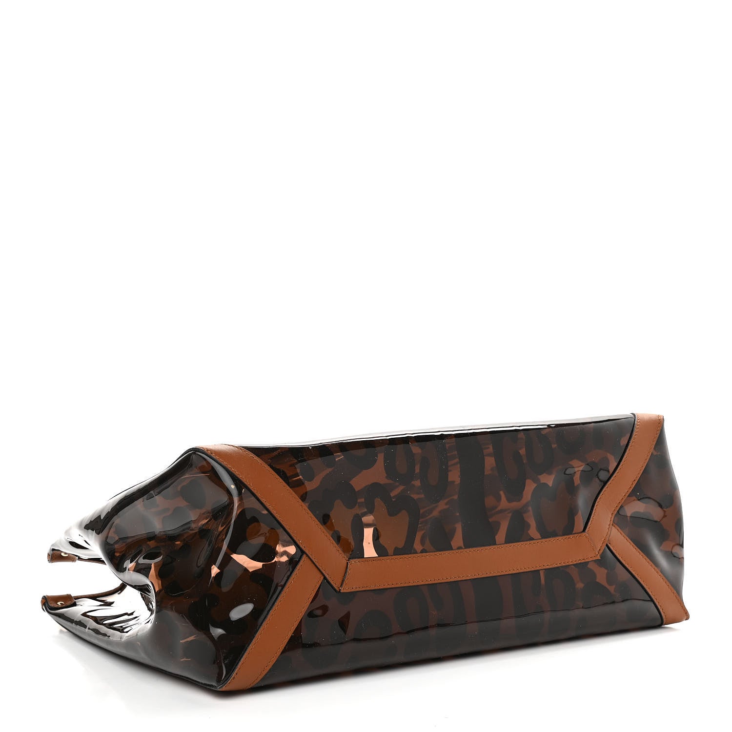 Valentino Garavani PVC Leopard Print Small Rockstud Shopping Tote Brown 5 of 10