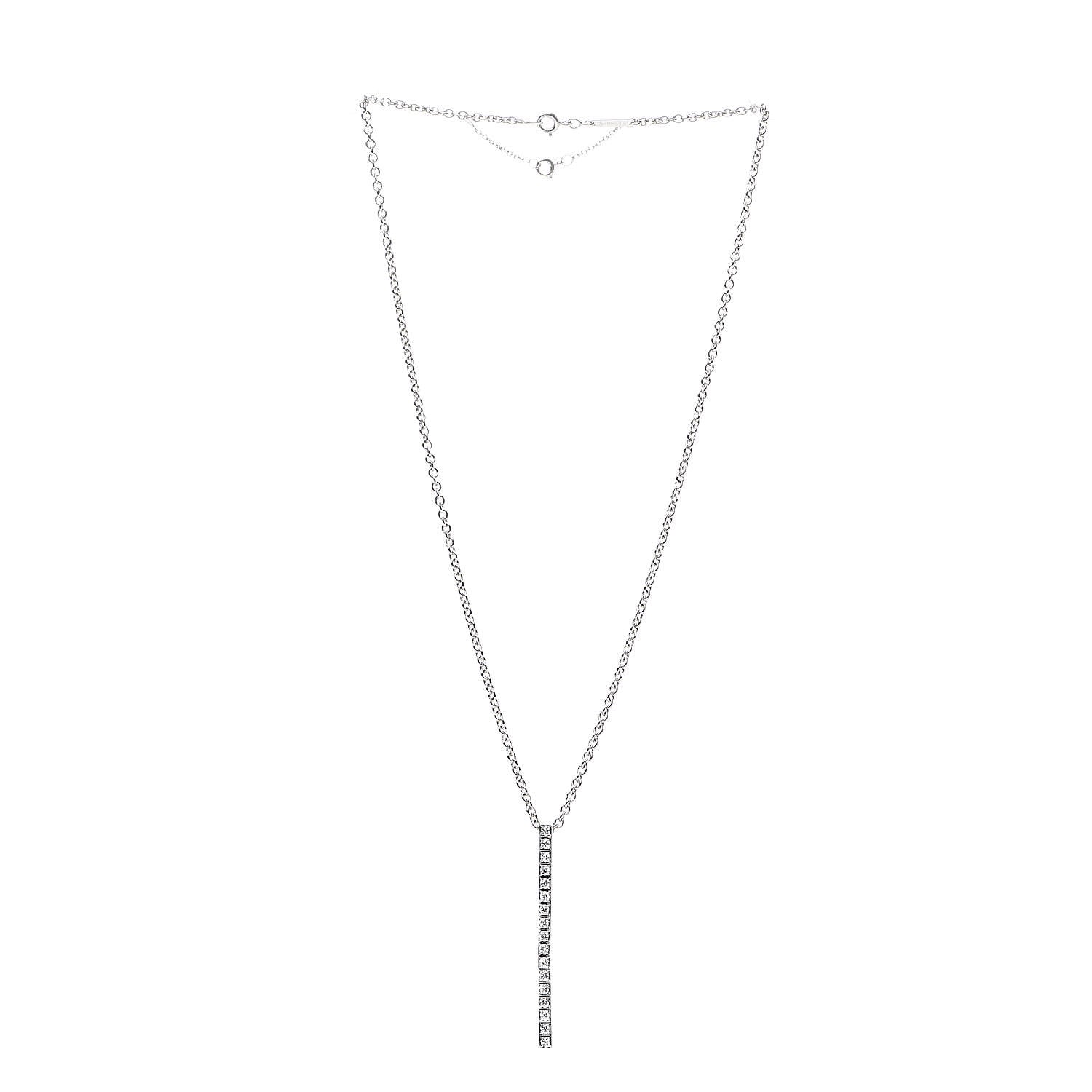Cartier 18K White Gold Diamond Lanieres Pendant Necklace 3 of 8