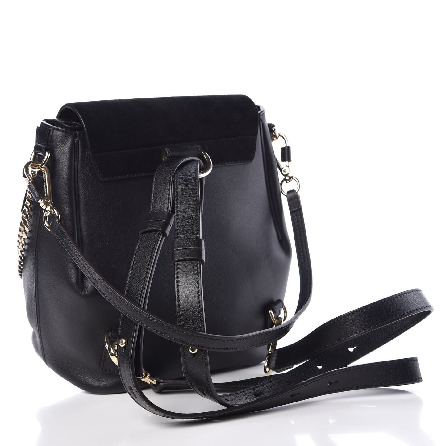 Suede Calfskin Small Faye Backpack Black