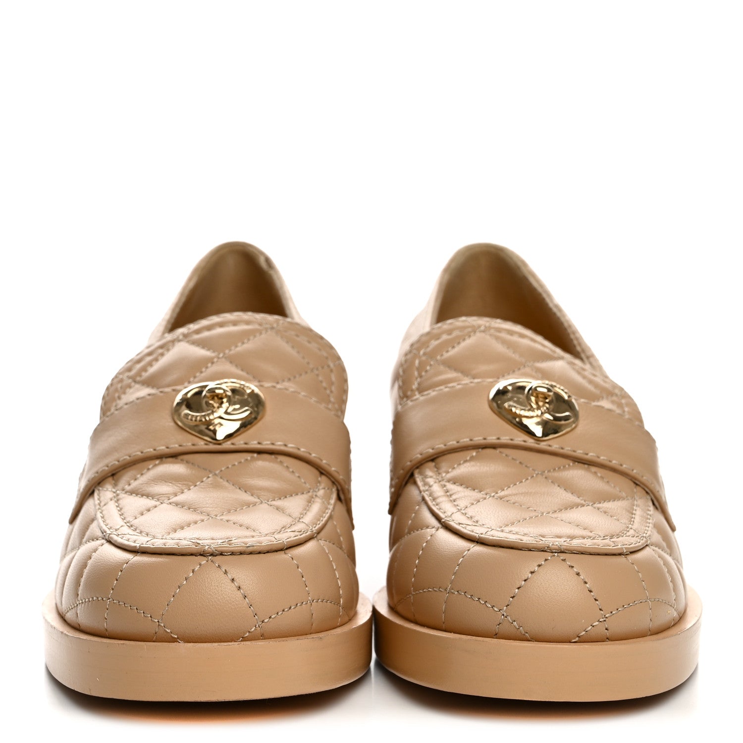 Chanel Lambskin Quilted CC Heart Loafers 37 Beige 37 Beige 3 of 11