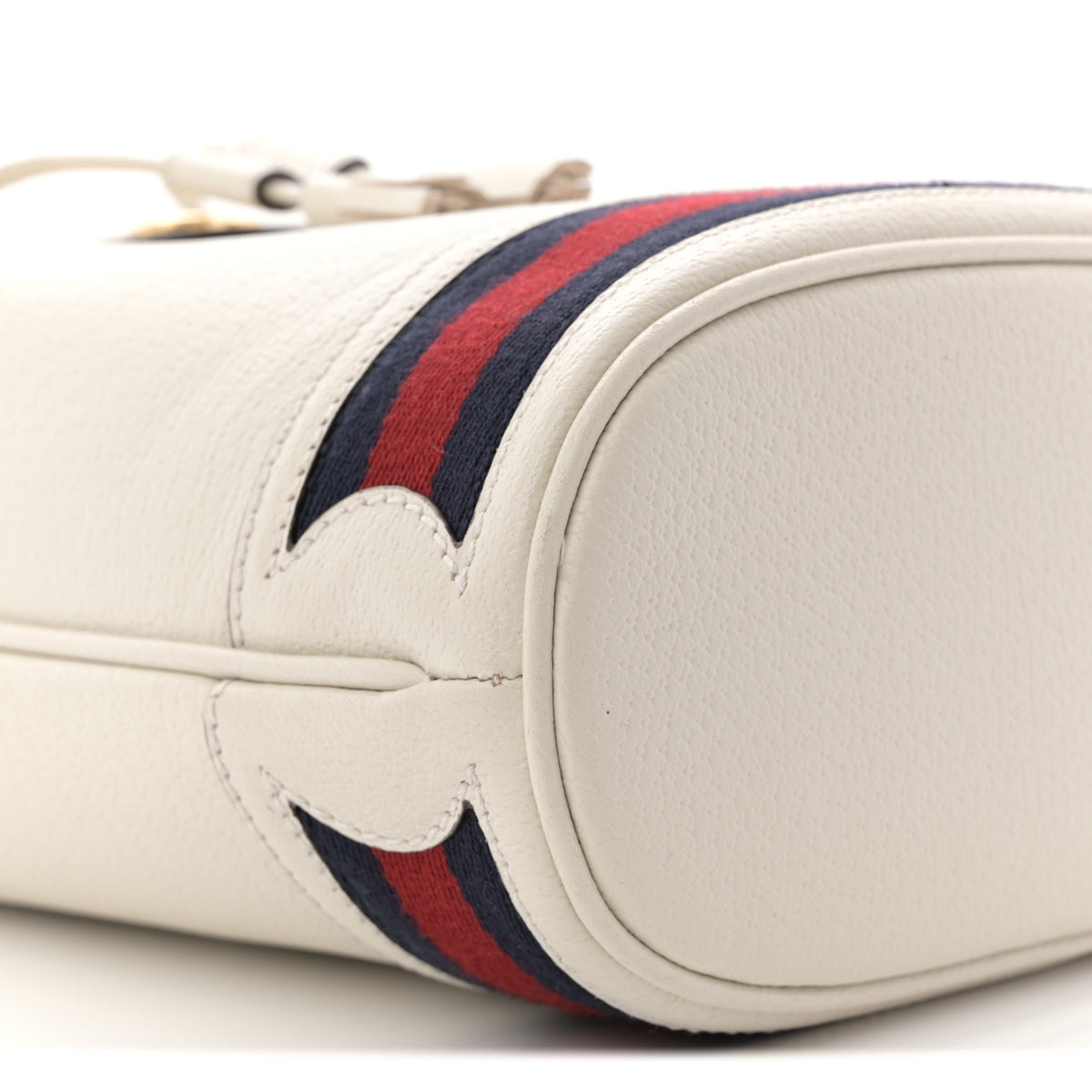 Gucci Glazed Textured Calfskin Web Small Ophidia Bucket Bag Mystic White 9 of 12