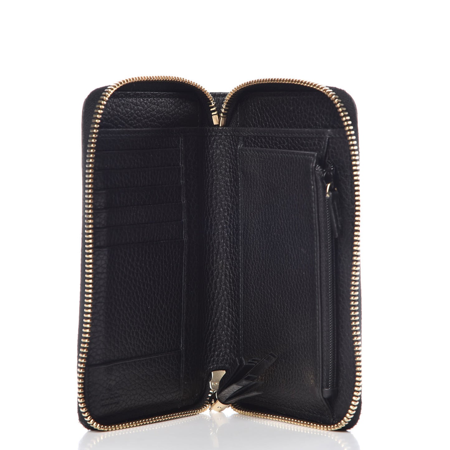Pebbled Calfskin Medium Soho Zip Around Wallet Black
