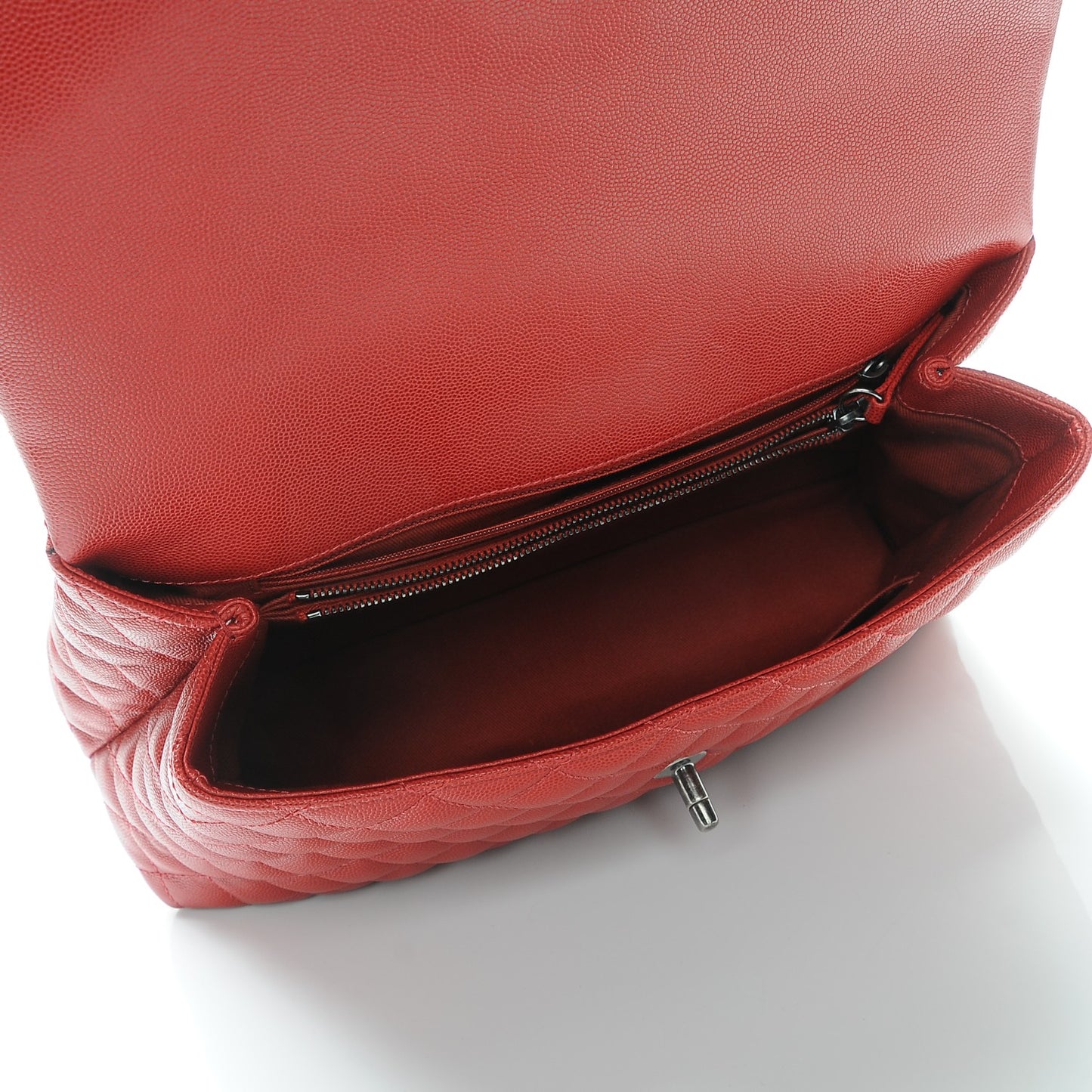 Caviar Quilted Medium Coco Handle Flap Dark Red