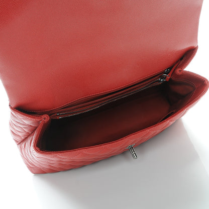 Chanel Caviar Quilted Medium Coco Handle Flap Dark Red 5 of 7