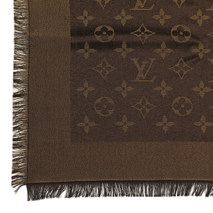 Louis Vuitton Silk Lurex Wool Monogram Shine Shawl Brown 3 of 4