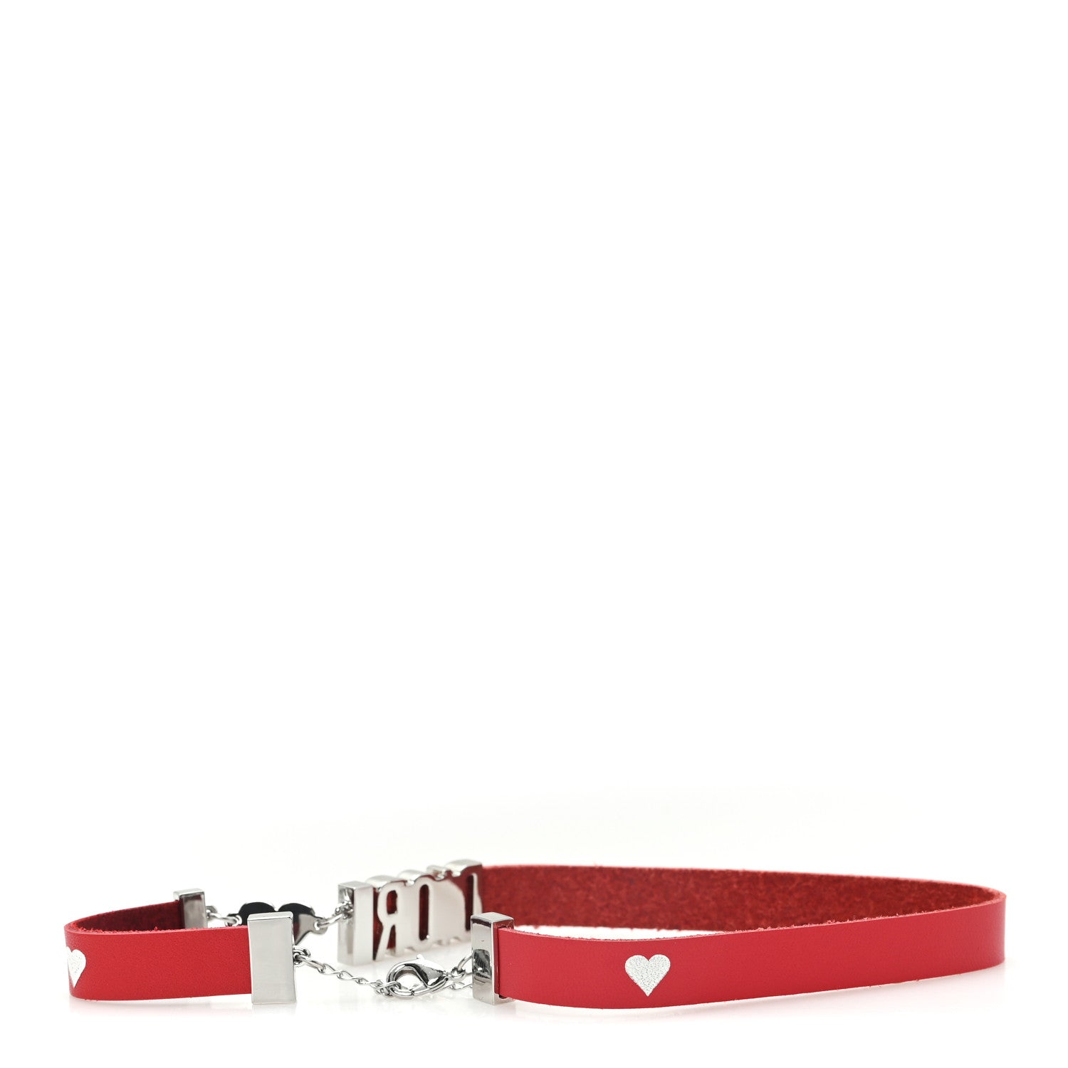 Christian Dior Calfskin Dior Logo Choker Necklace Red 3 of 4